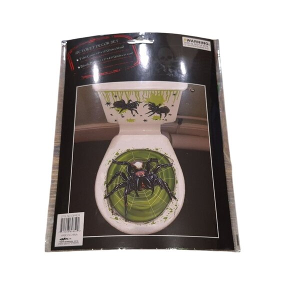 2-Piece Horror-Themed Toilet Decor Set Spider Design & Bloody Border Halloween - Picture 1 of 3